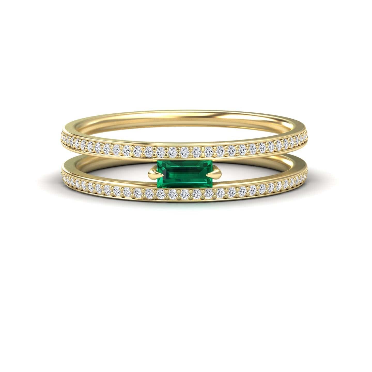 Emerald & Diamond Double Band - Bianca