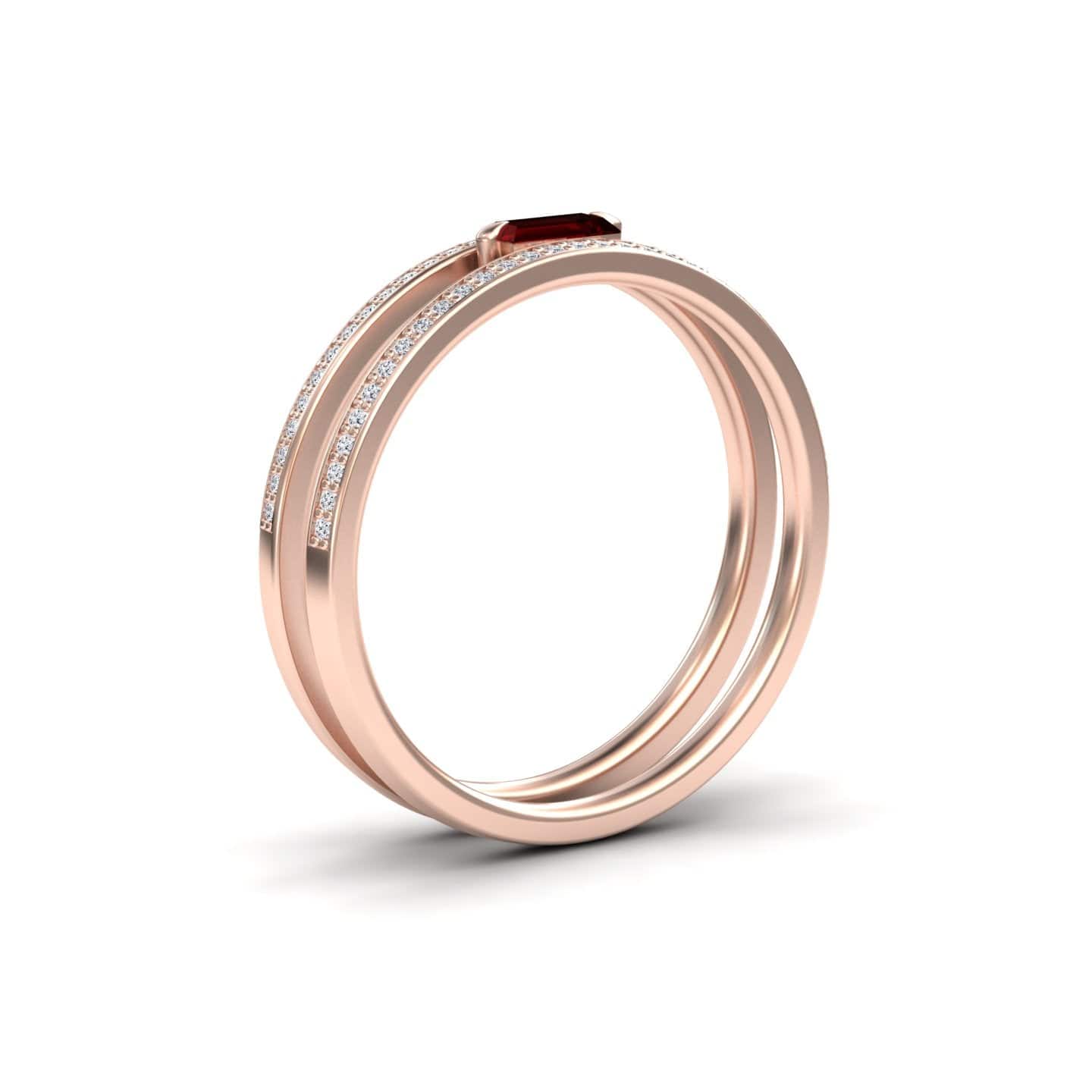 Garnet & Diamond Double Band - Bianca
