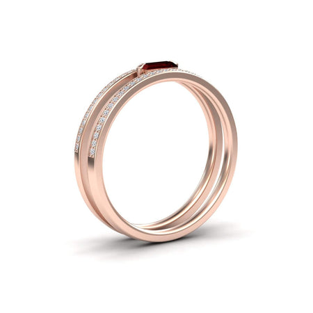Garnet & Diamond Double Band - Bianca