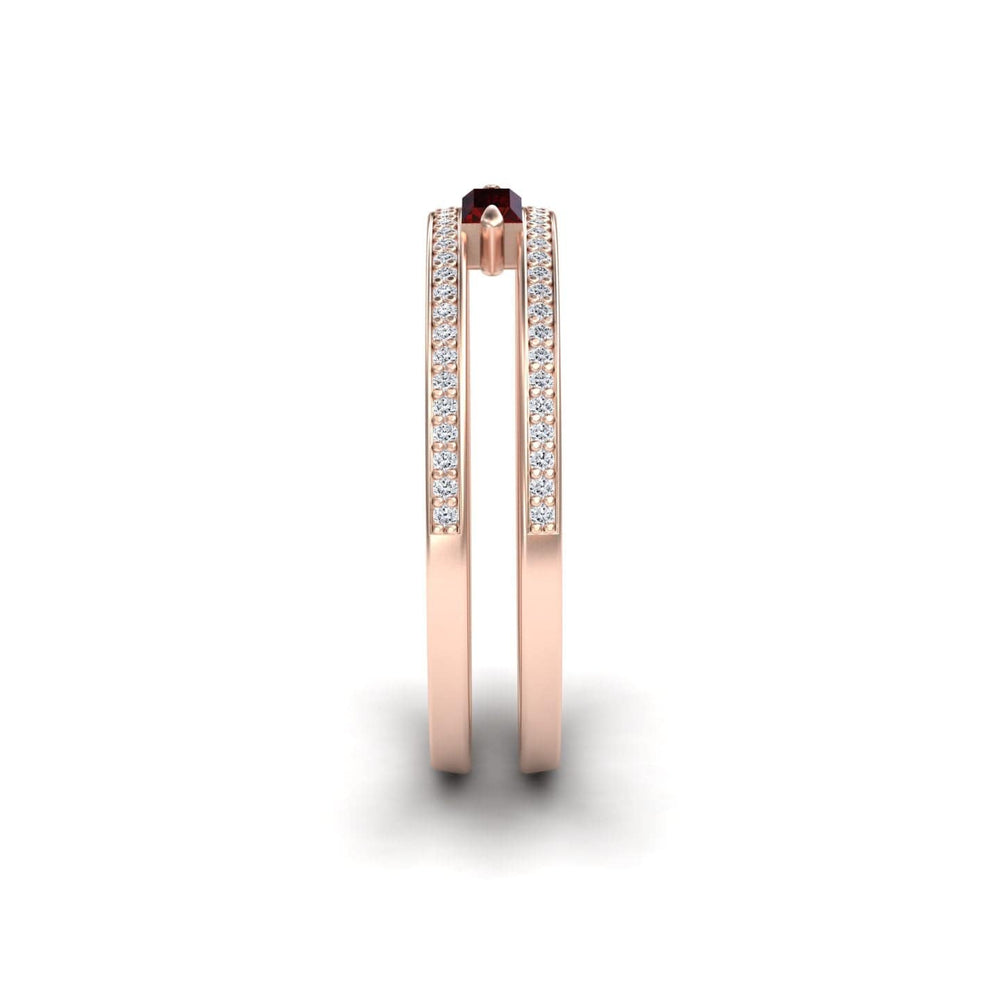 Garnet & Diamond Double Band - Bianca