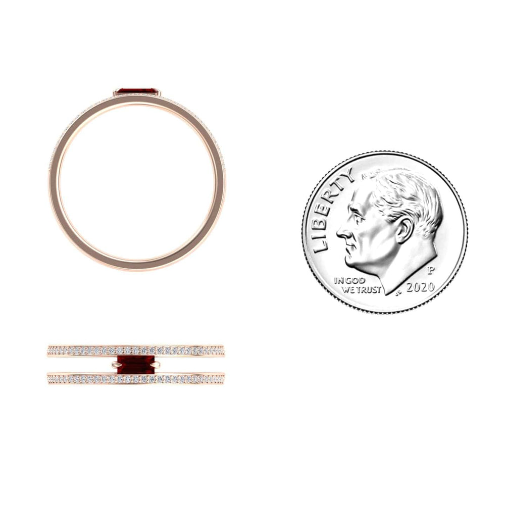 Garnet & Diamond Double Band - Bianca