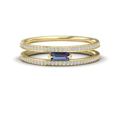 Lab Grown Alexandrite & Diamond Double Band
