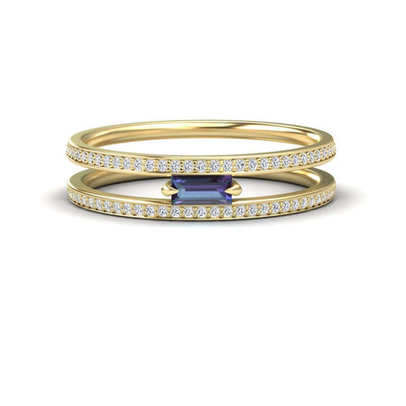 Lab Grown Alexandrite & Diamond Double Band - Bianca