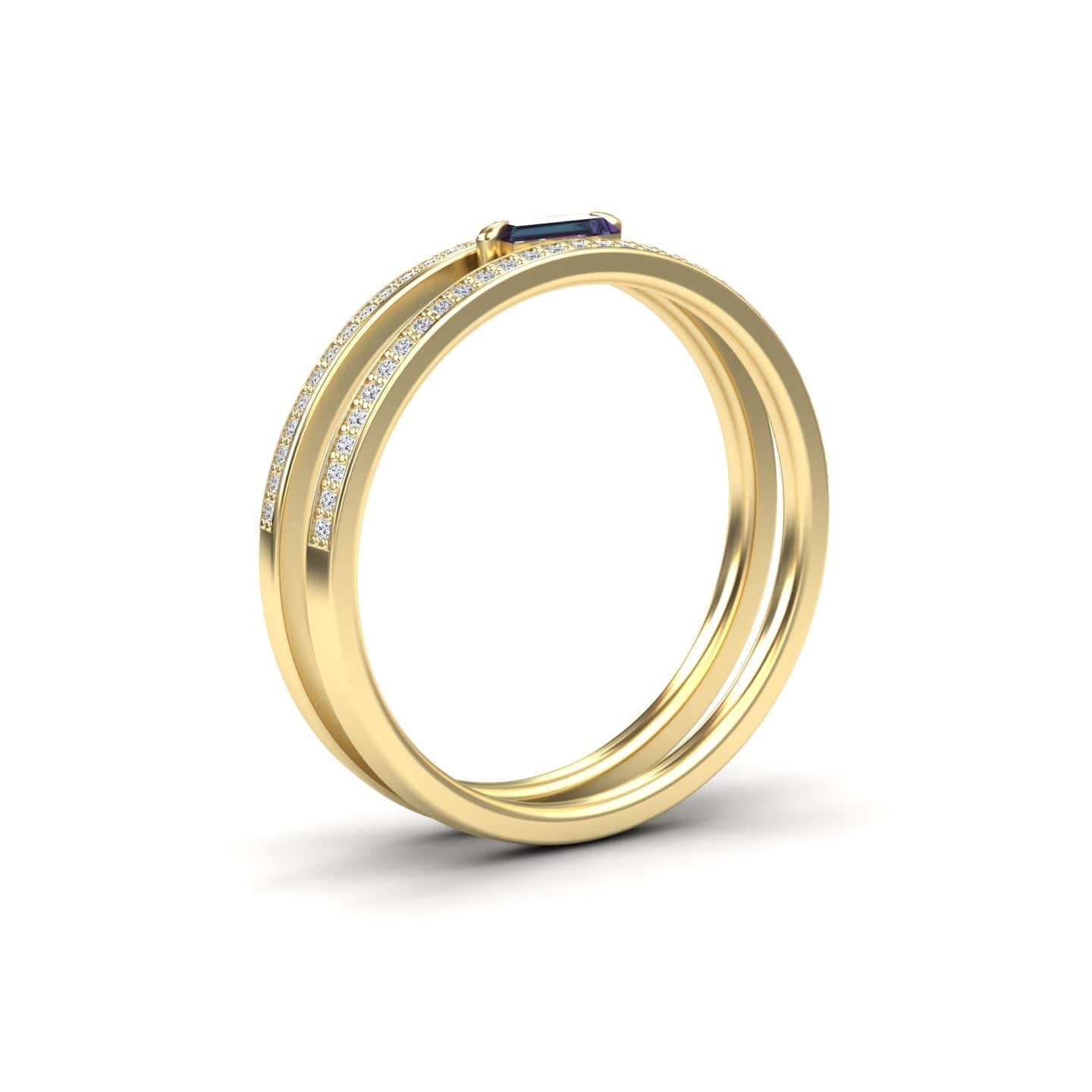 Lab Grown Alexandrite & Diamond Double Band - Bianca