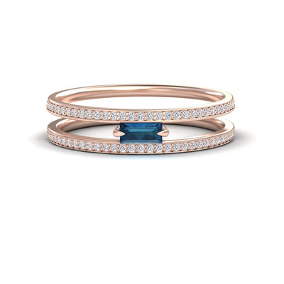London Blue Topaz & Diamond Double Band