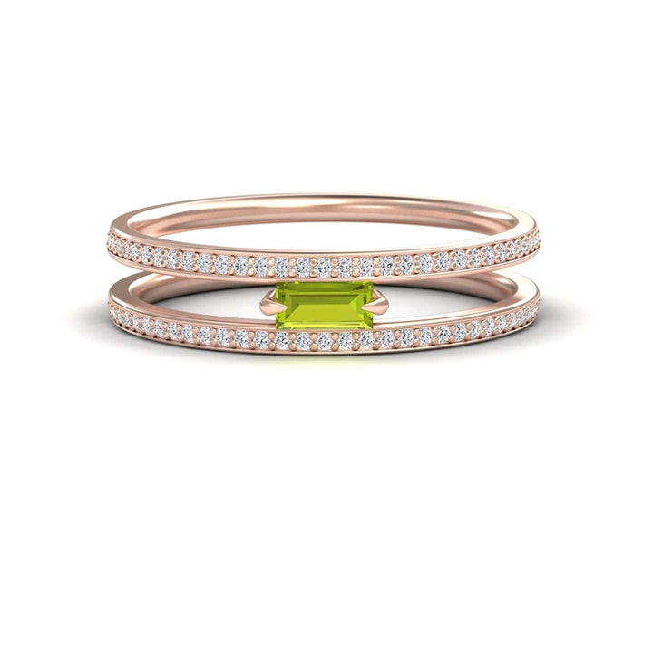 Peridot & Diamond Double Band - Bianca