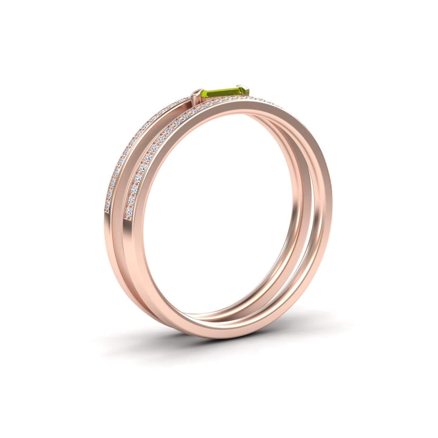 Peridot & Diamond Double Band - Bianca