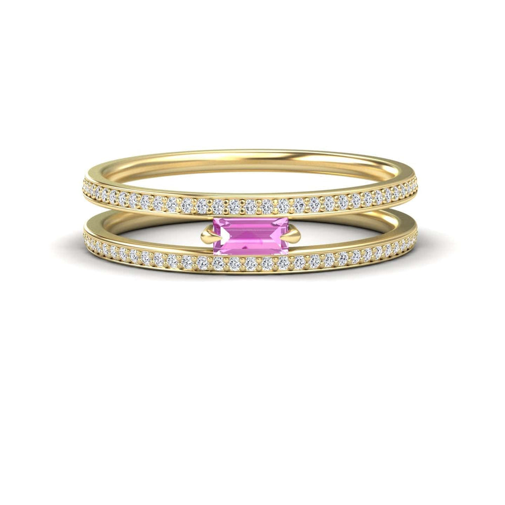 Pink Sapphire & Diamond Double Band - Bianca