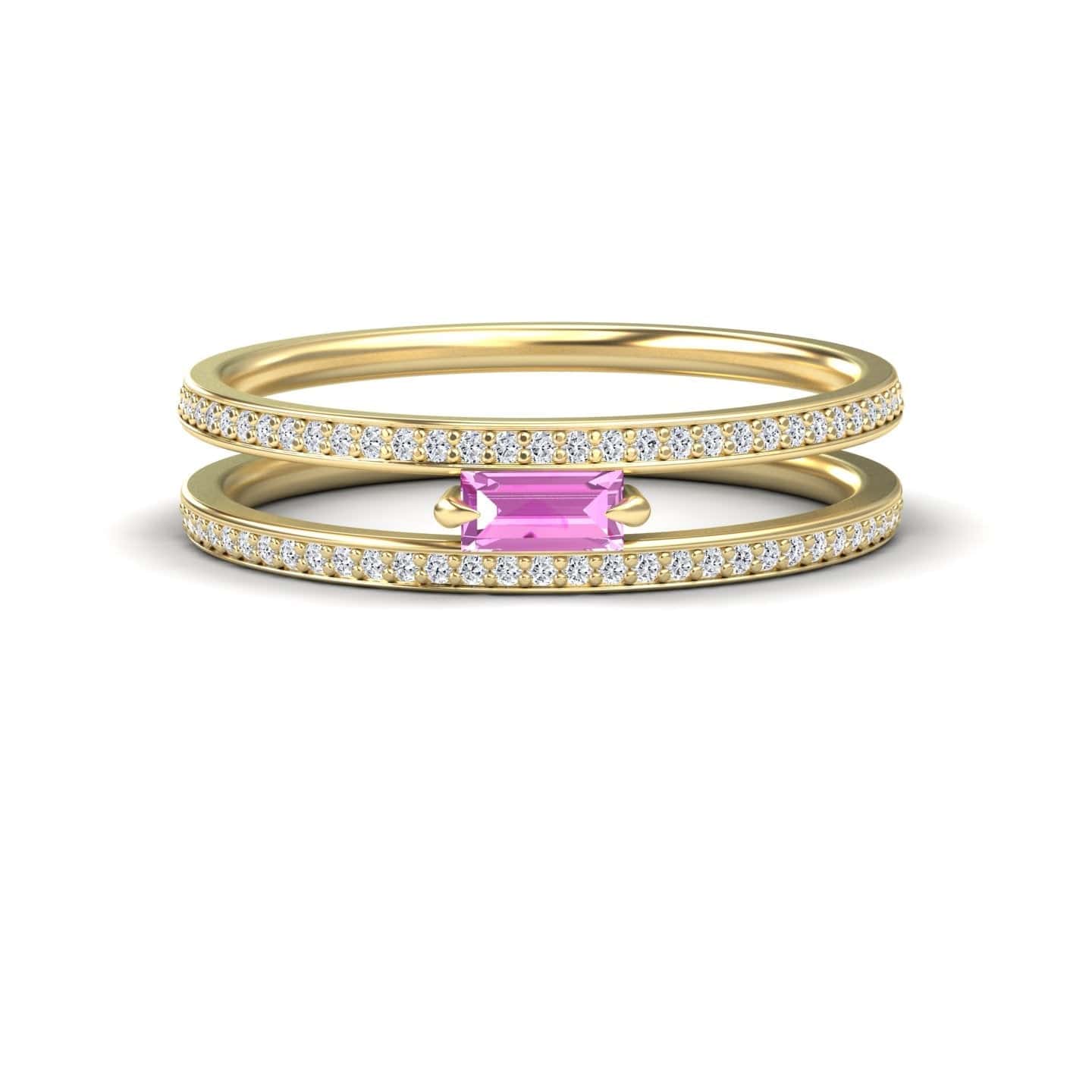 Pink Sapphire & Diamond Double Band - Bianca