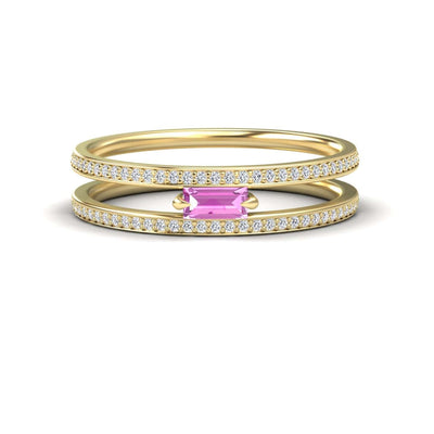 Pink Sapphire & Diamond Double Band