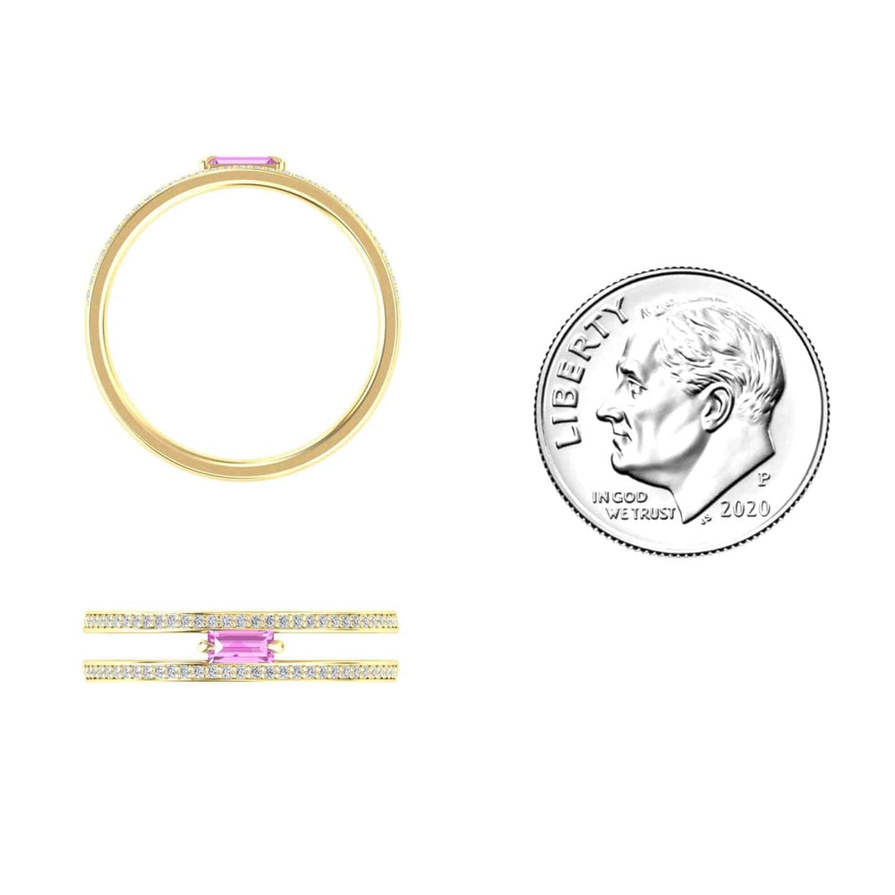 Pink Sapphire & Diamond Double Band - Bianca