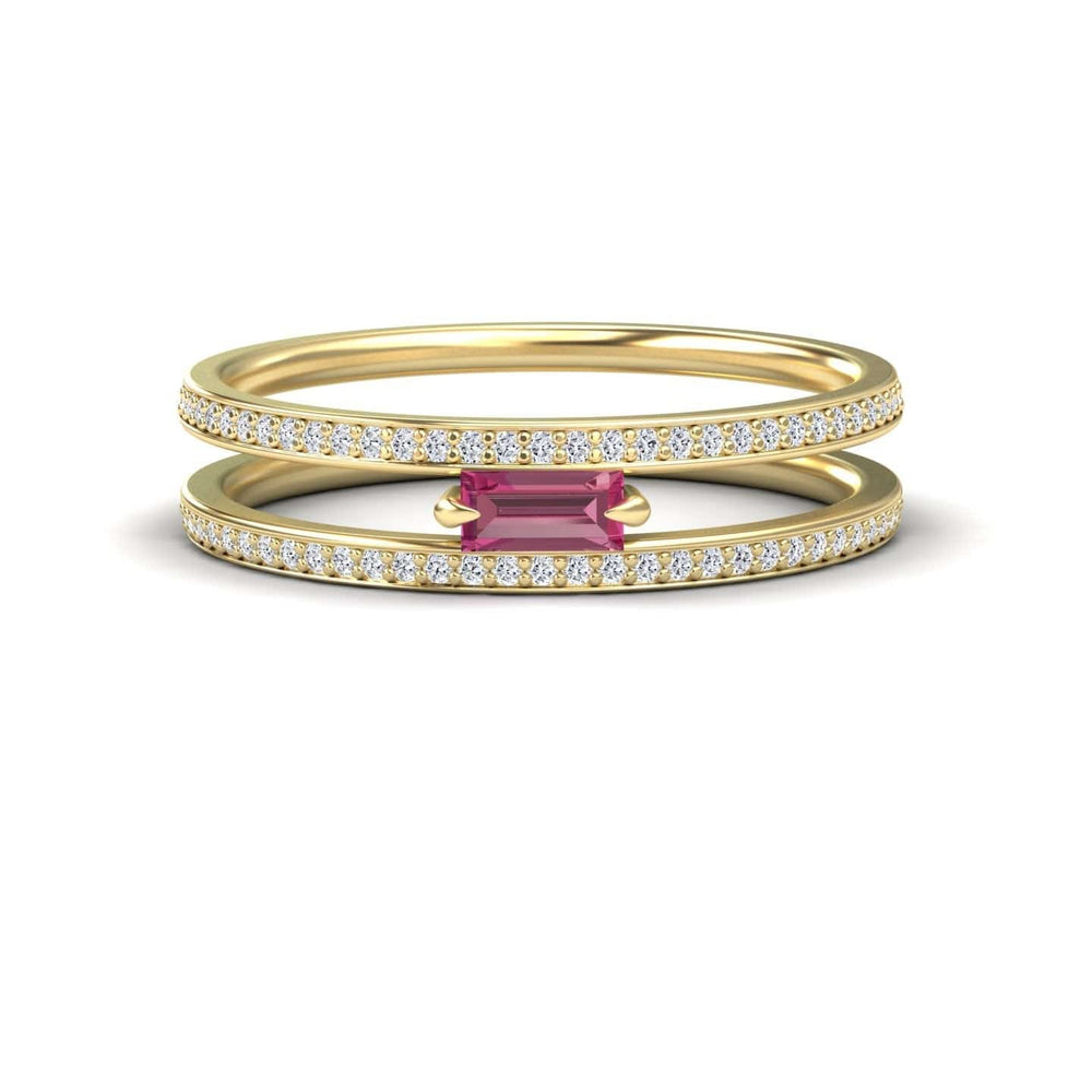 Pink Tourmaline & Diamond Double Band - Bianca