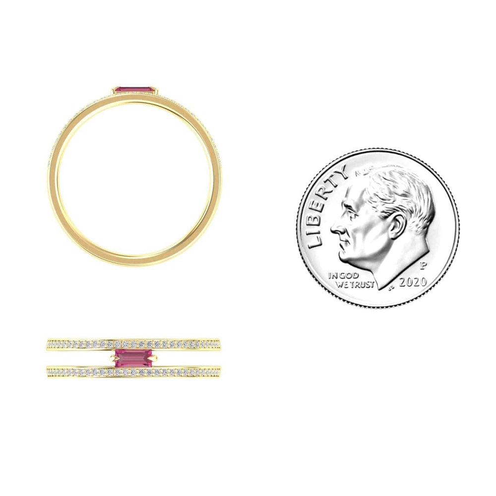 Pink Tourmaline & Diamond Double Band - Bianca