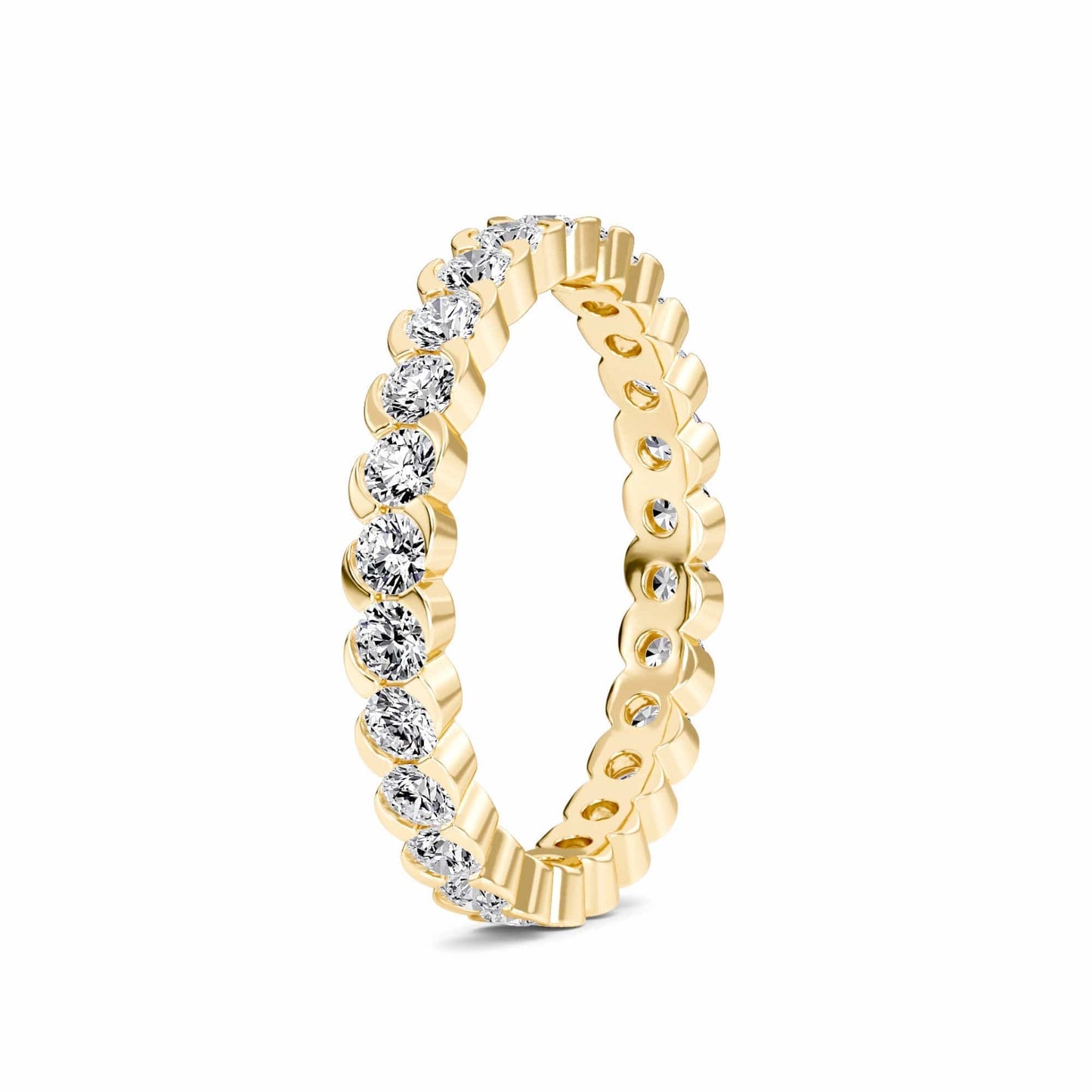 White Diamond Scalloped Bezel Set Eternity Band - Ning
