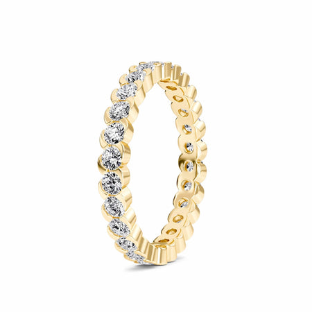 White Diamond Scalloped Bezel Set Eternity Band - Ning