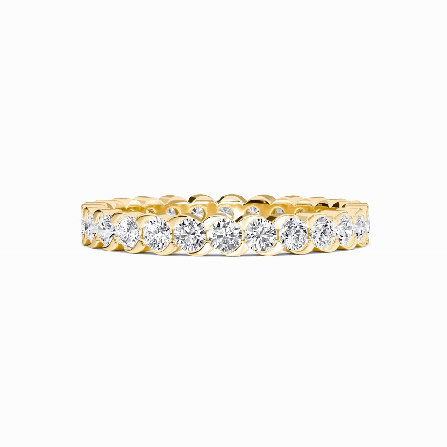 White Diamond Scalloped Bezel Set Eternity Band - Ning
