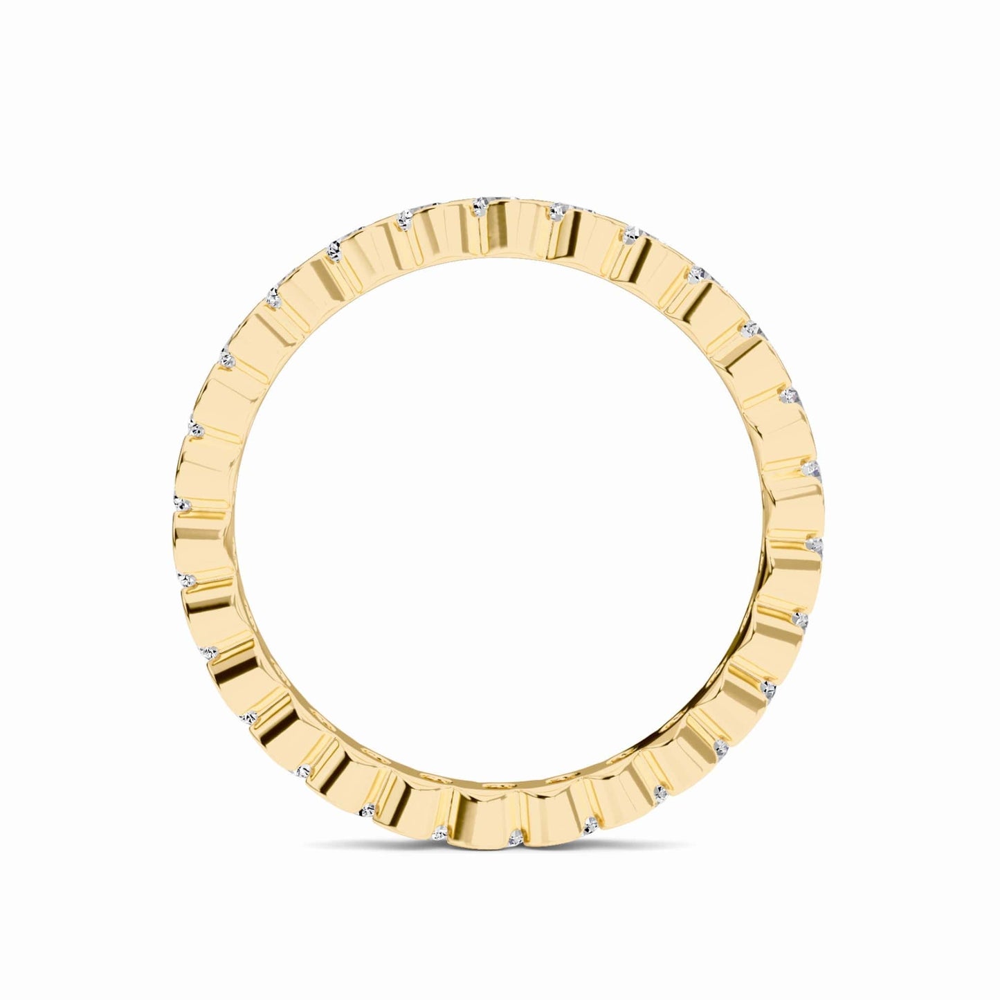 White Diamond Scalloped Bezel Set Eternity Band - Ning