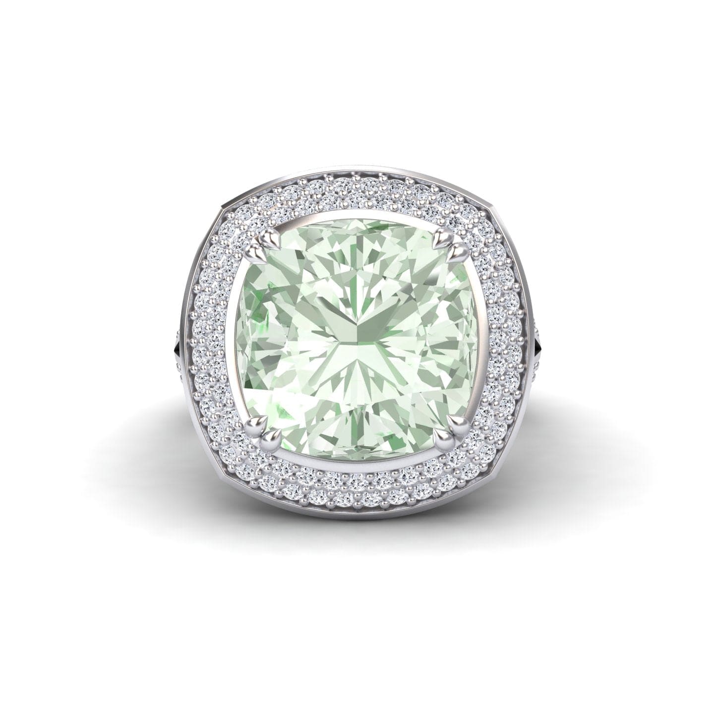 Green Amethyst & Diamond Halo Statement Ring - Pooja