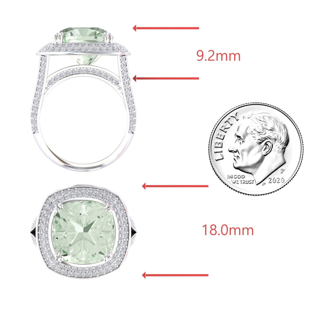 Green Amethyst & Diamond Halo Statement Ring - Pooja