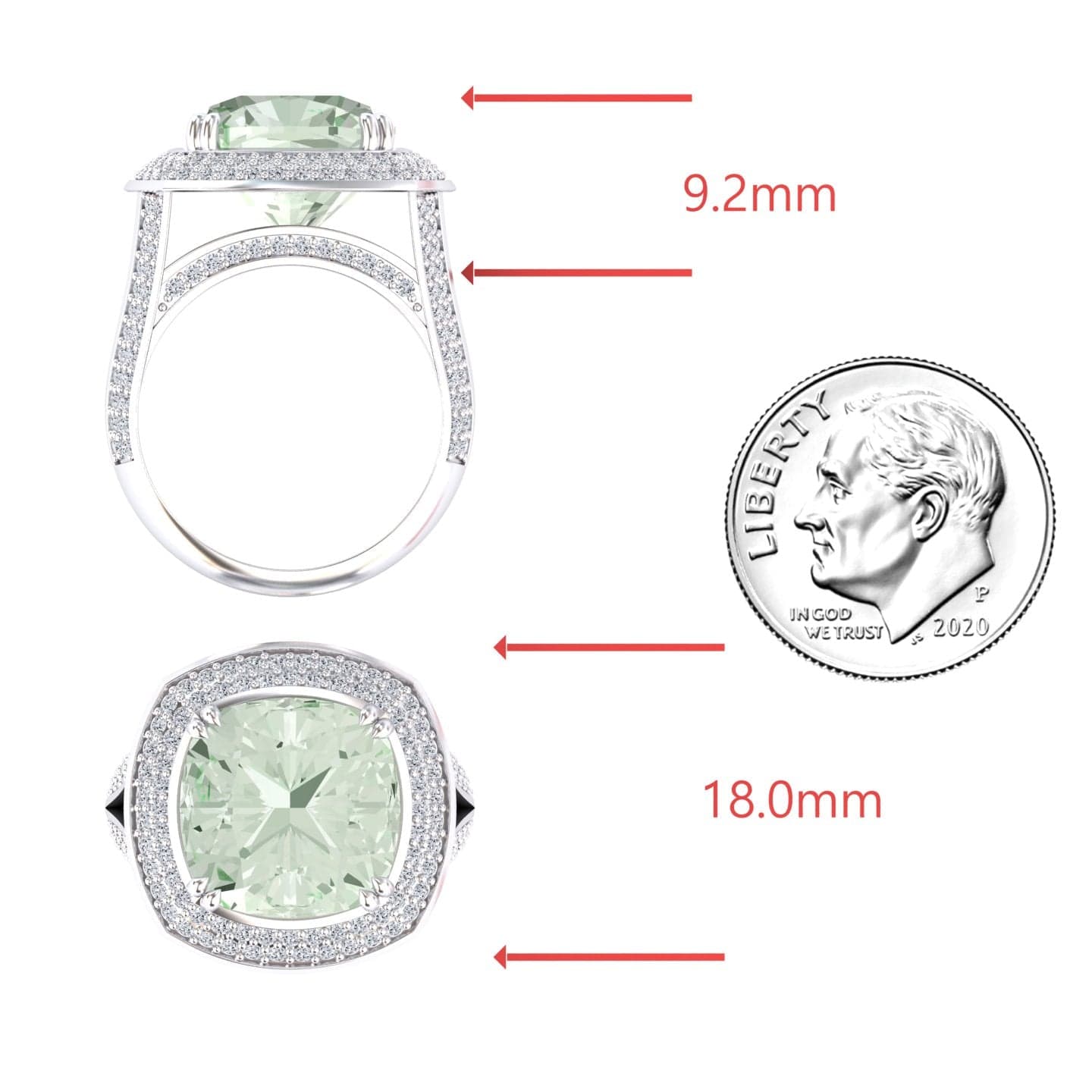 Green Amethyst & Diamond Halo Statement Ring - Pooja