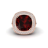 Garnet & Diamond Halo Statement Ring - Pooja