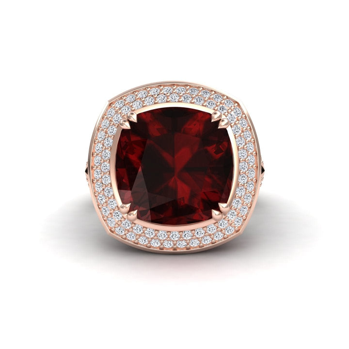 Garnet & Diamond Halo Statement Ring - Pooja