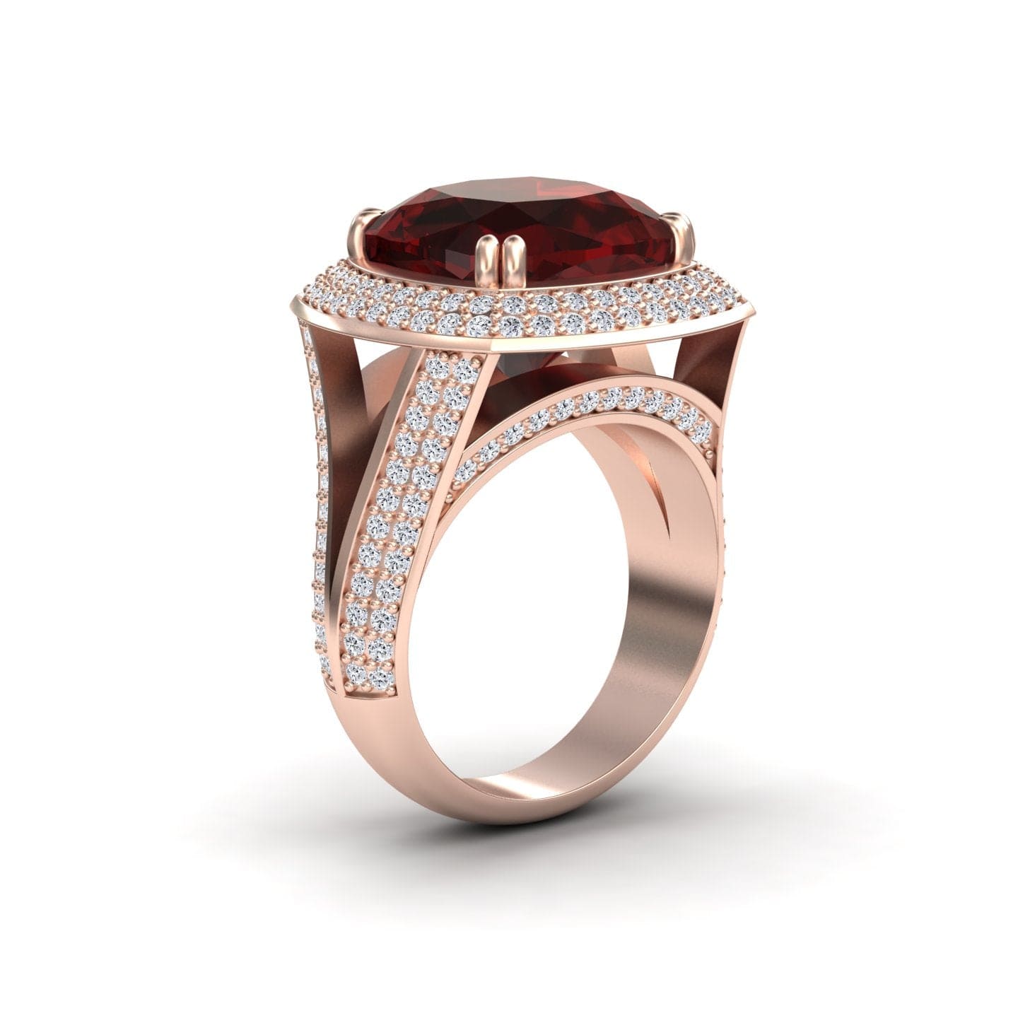 Garnet & Diamond Halo Statement Ring - Pooja