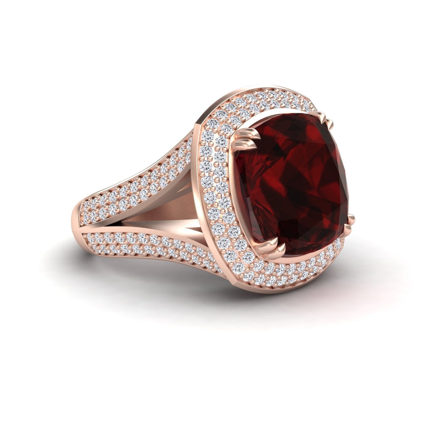 Garnet & Diamond Halo Statement Ring - Pooja