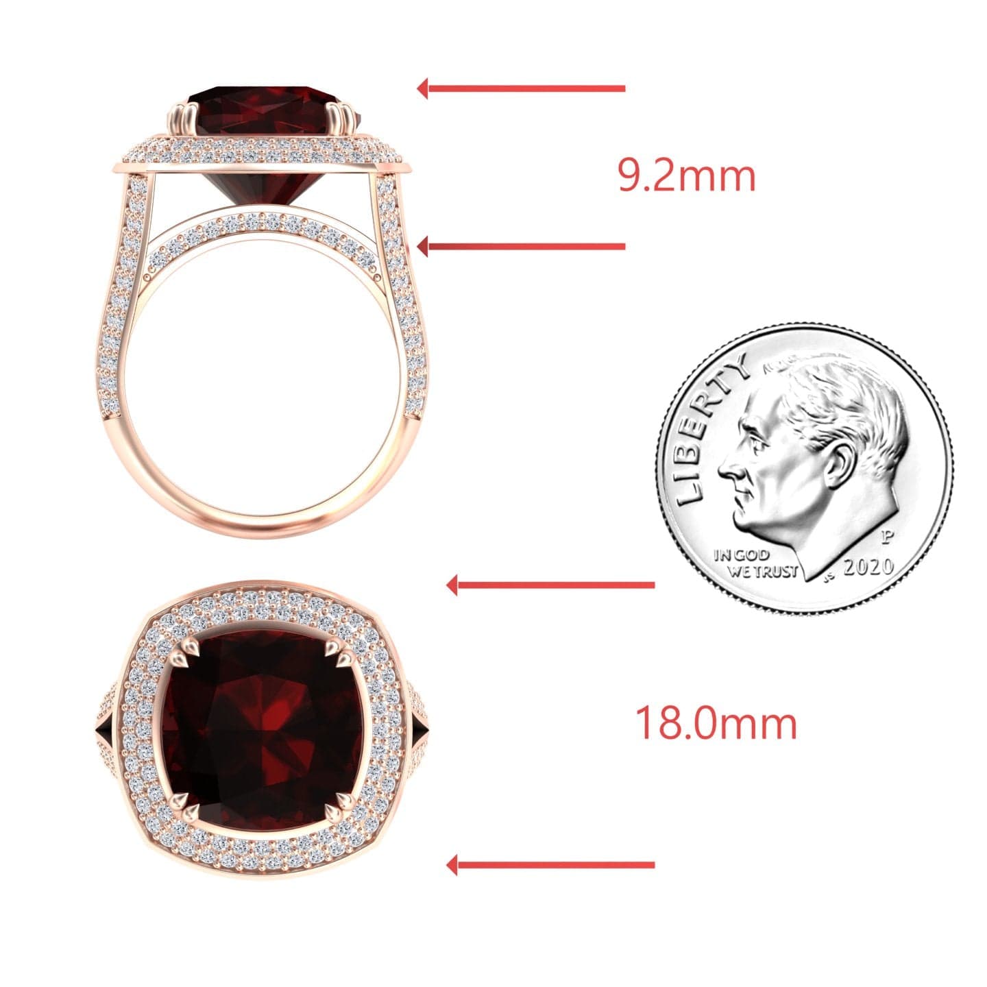 Garnet & Diamond Halo Statement Ring - Pooja