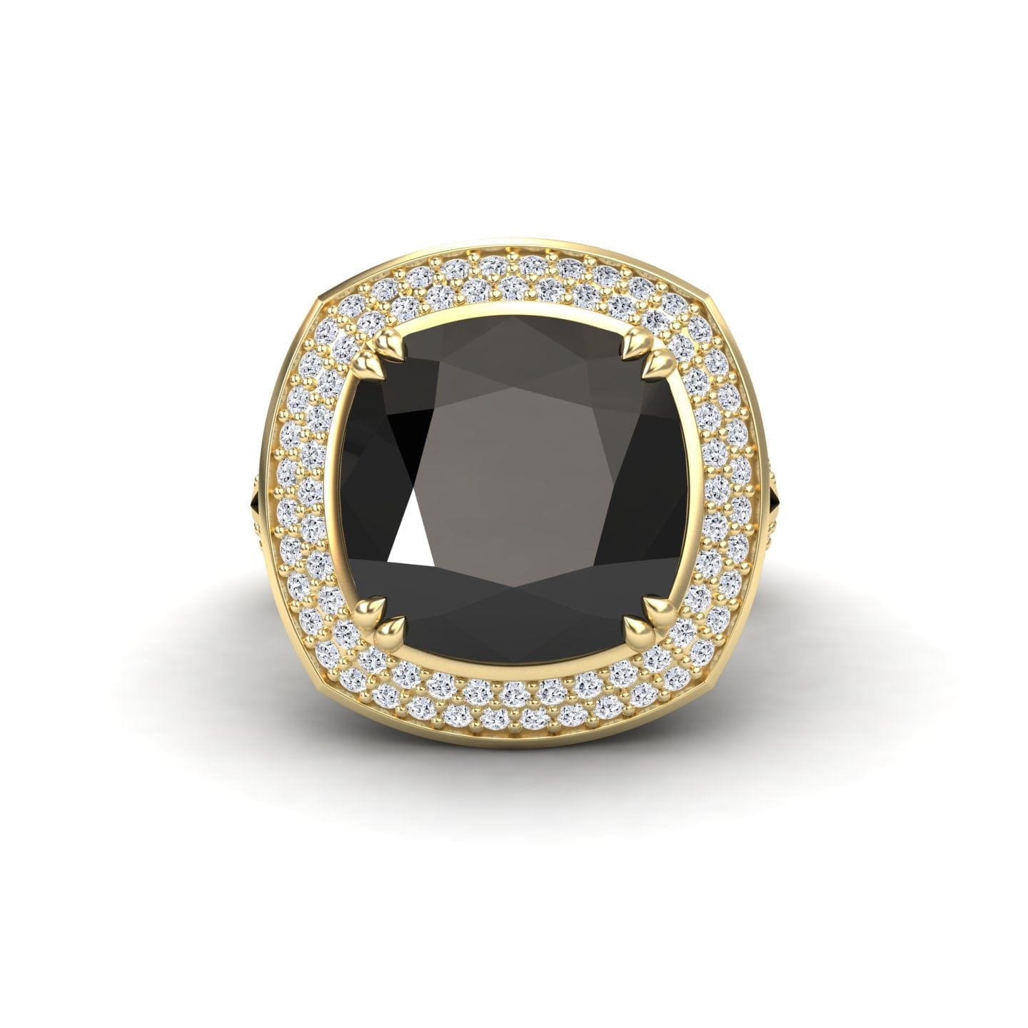 Onyx & Diamond Halo Statement Ring - Pooja