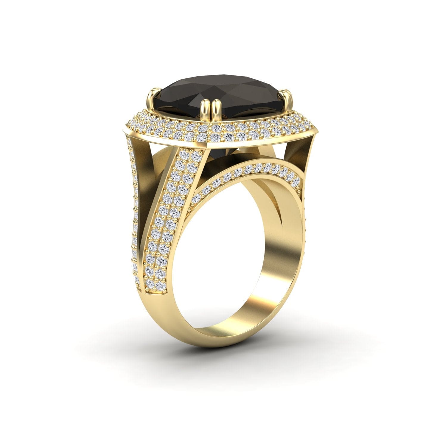 Onyx & Diamond Halo Statement Ring - Pooja