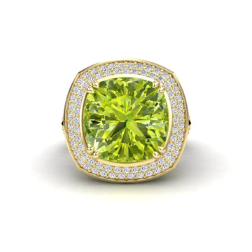 Peridot & Diamond Halo Statement Ring - Pooja