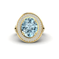 Aquamarine & Diamond Halo Statement Ring - Roma
