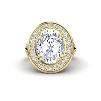 Moissanite & Diamond Halo Statement Ring