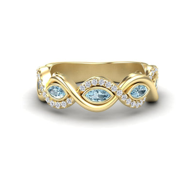 Aquamarine & Diamond Infinity Twist Band