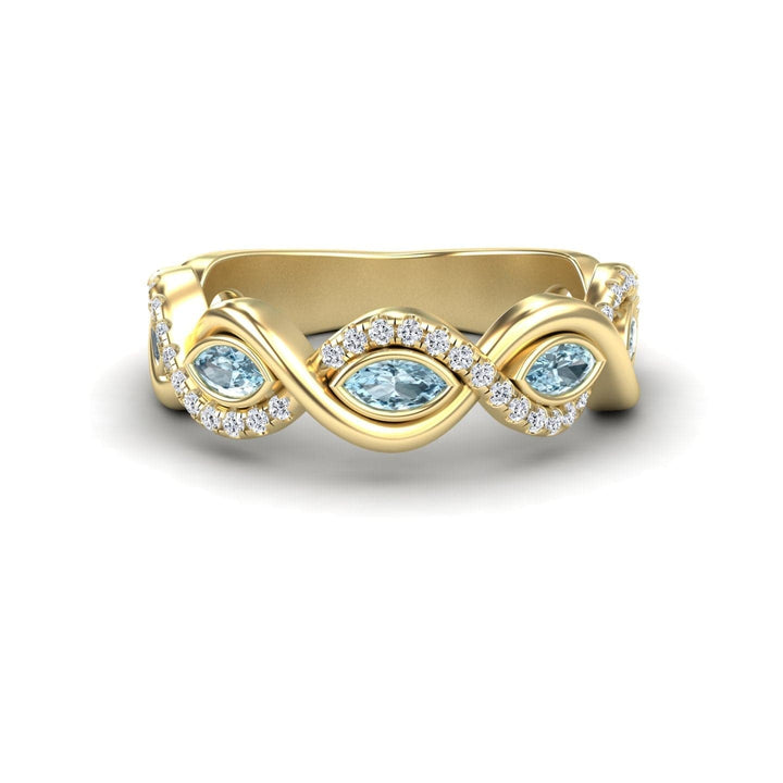 Aquamarine & Diamond Infinity Twist Band - Selma