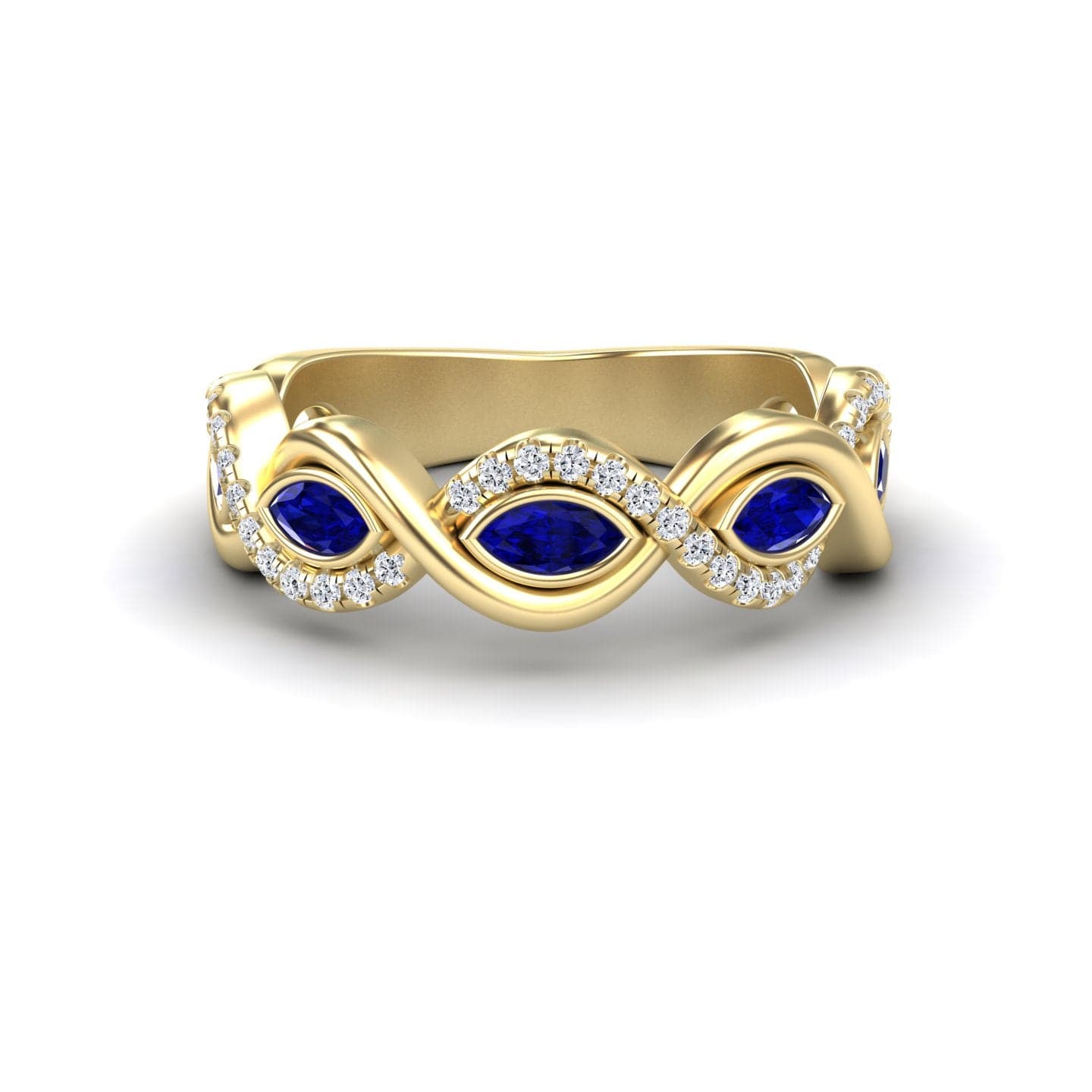 Blue Sapphire & Diamond Infinity Twist Band - Selma