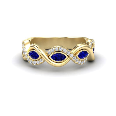 Blue Sapphire & Diamond Infinity Twist Band