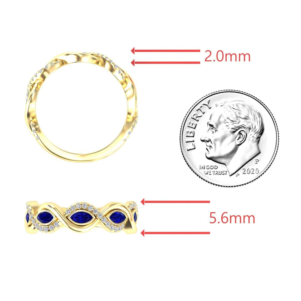 Blue Sapphire & Diamond Infinity Twist Band - Selma
