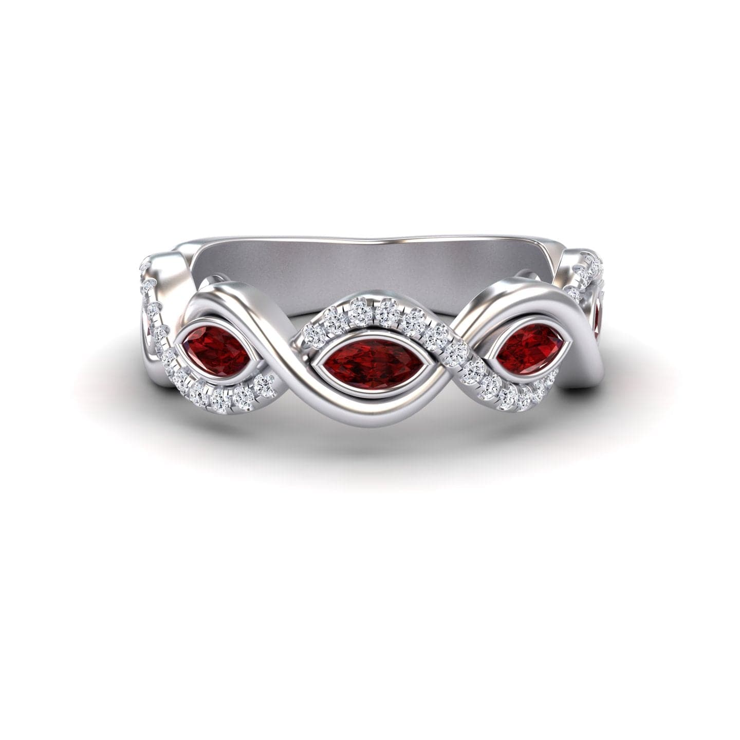 Ruby & Diamond Infinity Twist Band - Selma