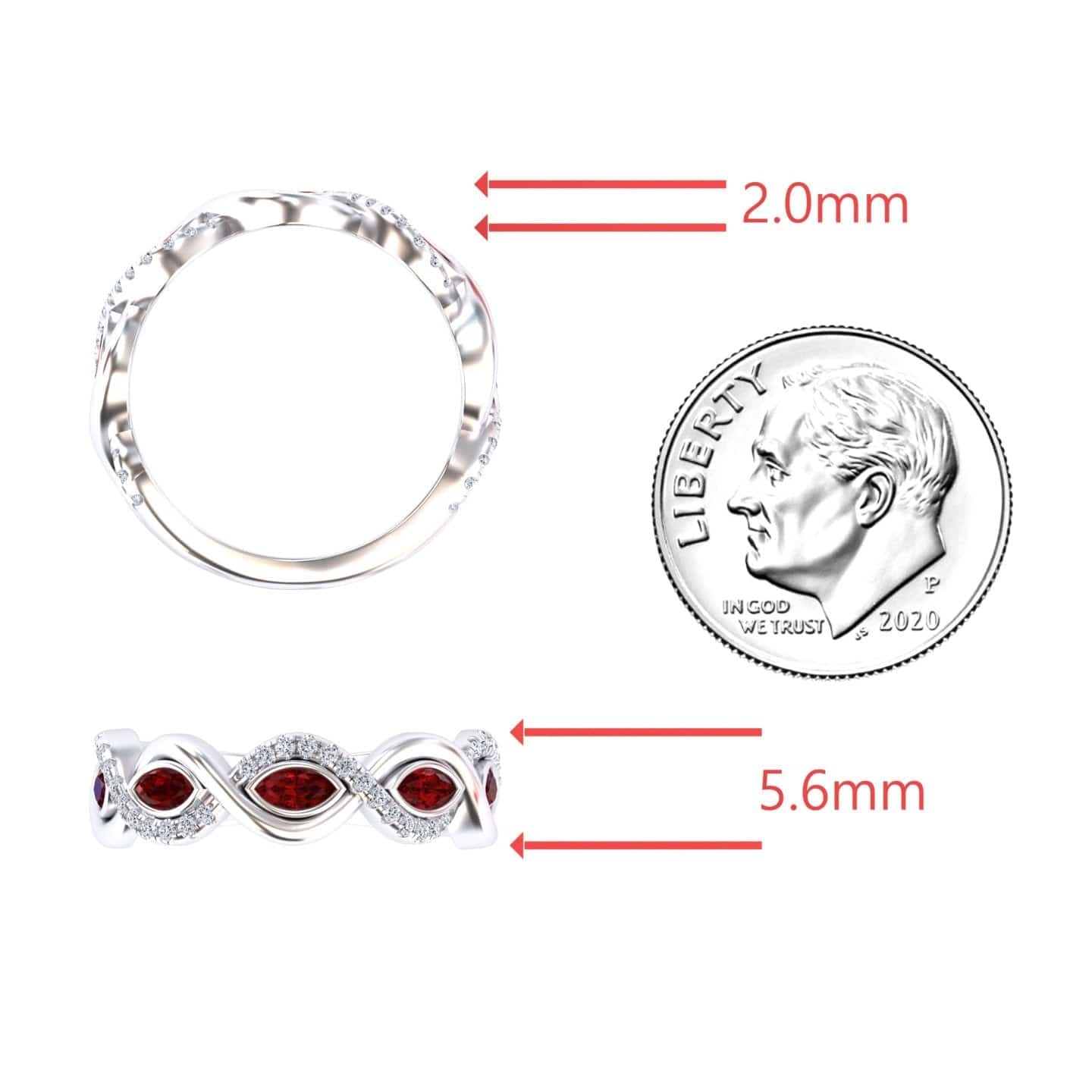 Ruby & Diamond Infinity Twist Band - Selma