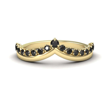 Black Diamond Cybelle Chevron Wedding Band - Yizhen