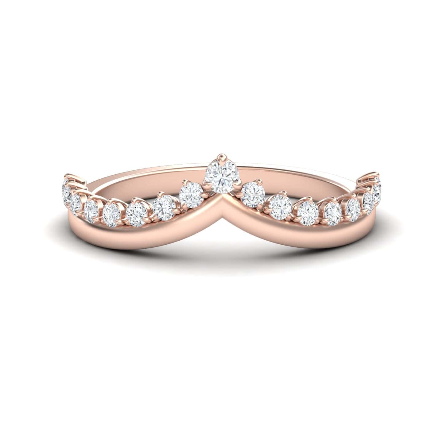 White Diamond Cybelle Chevron Wedding Band - Yizhen