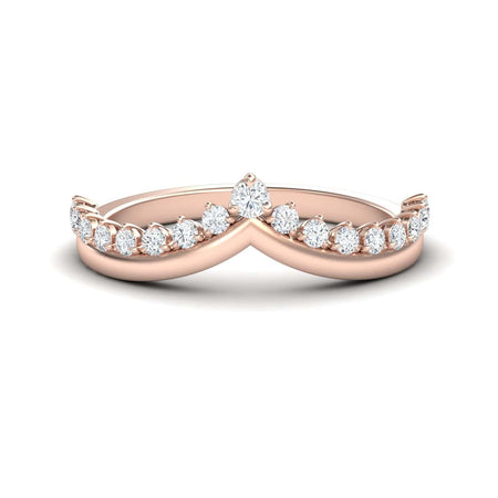 White Diamond Cybelle Chevron Wedding Band - Yizhen