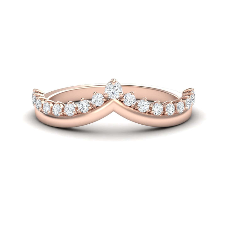 White Diamond Cybelle Chevron Wedding Band - Yizhen