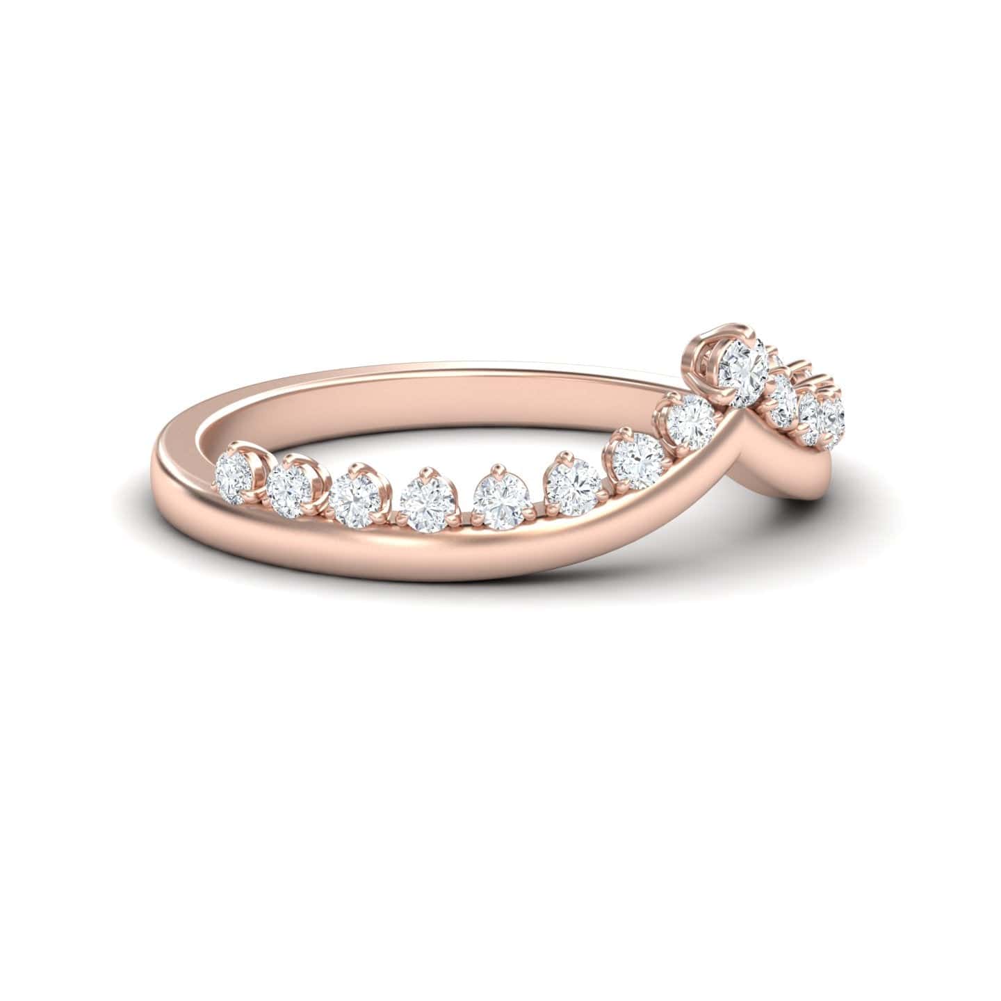 White Diamond Cybelle Chevron Wedding Band - Yizhen
