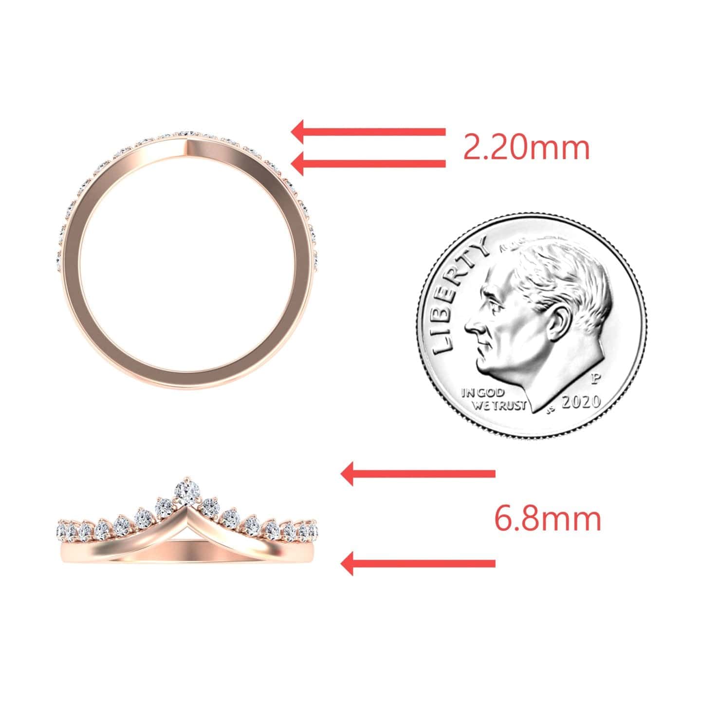 White Diamond Cybelle Chevron Wedding Band - Yizhen