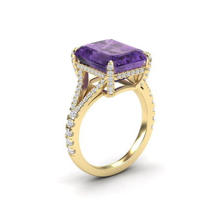 Amethyst & Diamond Cocktail Ring - Ziya
