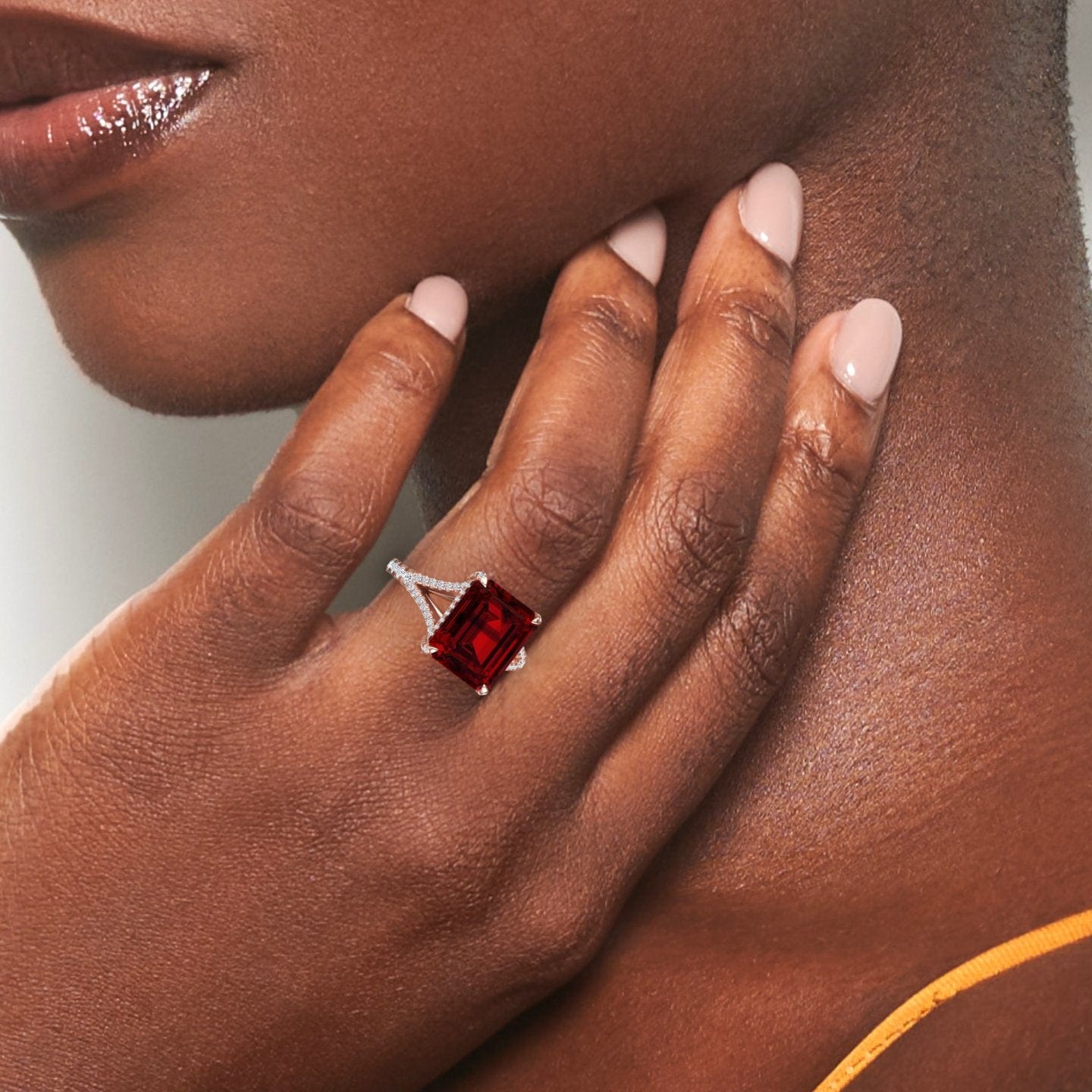 Garnet & Diamond Cocktail Ring - Ziya