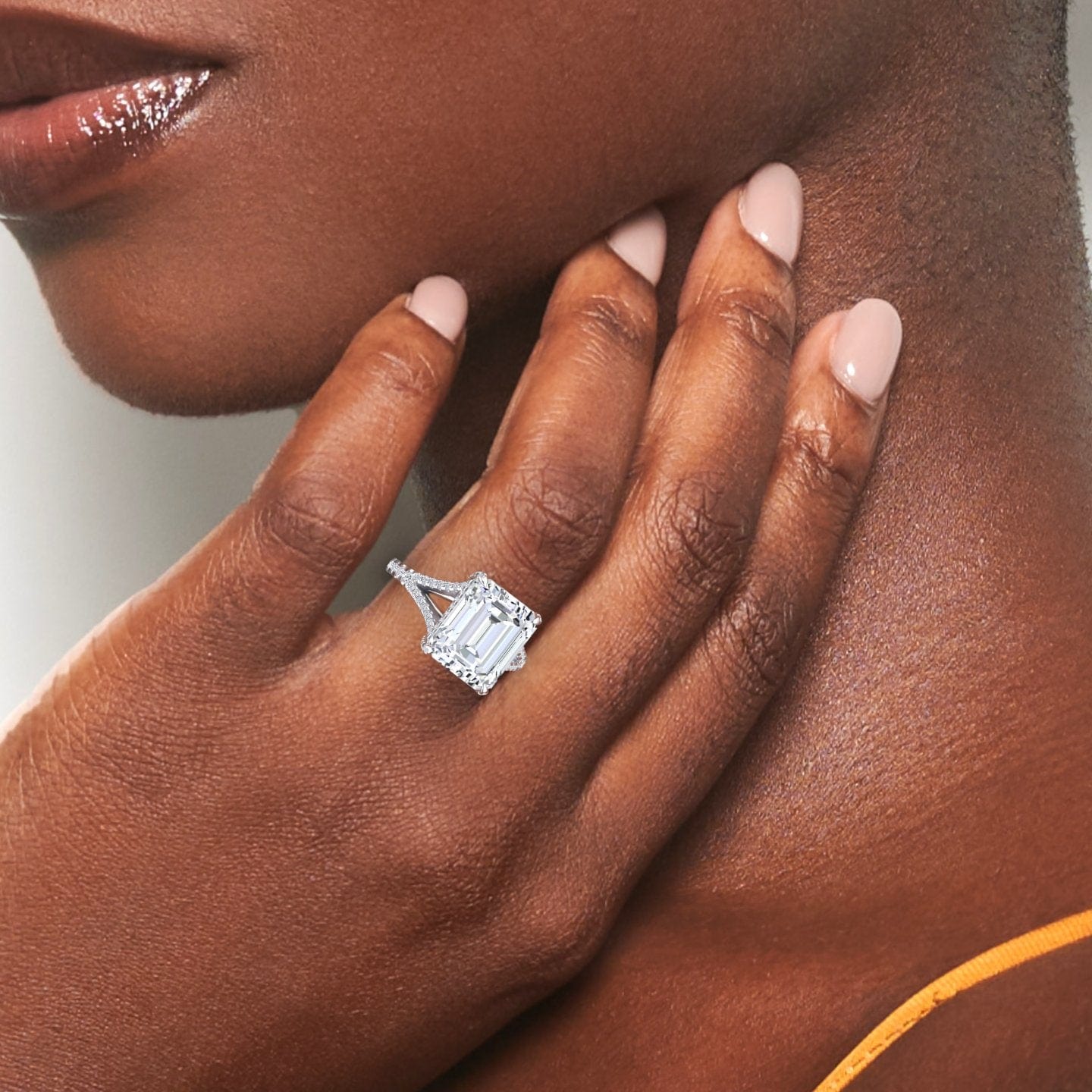 White Moissanite & Diamond Cocktail Ring - Ziya